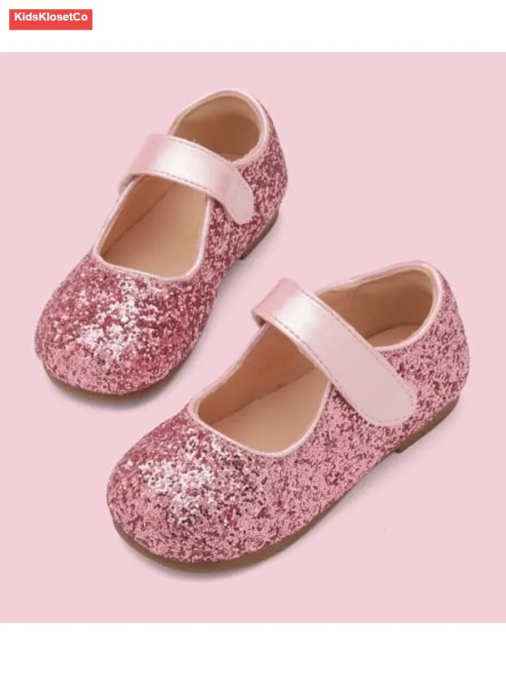 Toddler Flower Girl Dress Shoes Mary Janes Flat with Hook and Loop Closure